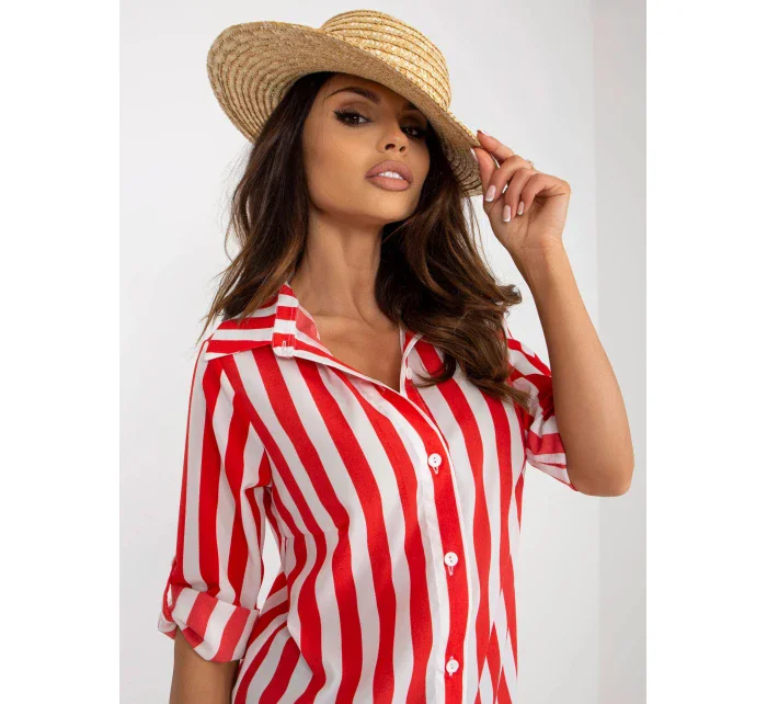 Dámská košile LK BZ model 21035365 Bílá s červenou - Lakerta Dámská košile LK BZ model 21035365 Bílá s červenou - Lakerta