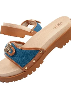 Dámské dřeváky W F305492349 hnědo-modré - Scholl Iconic