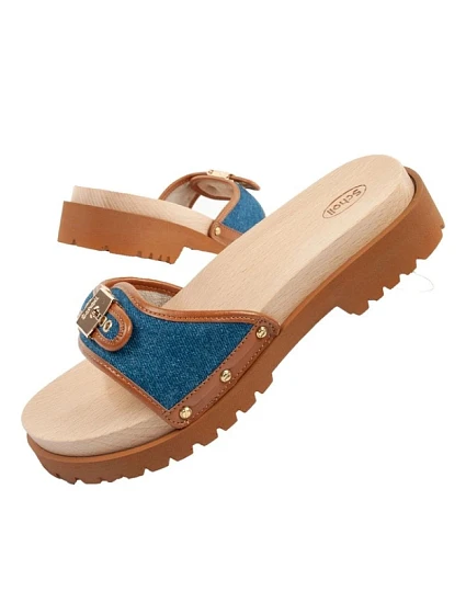 Dámské dřeváky W F305492349 hnědo-modré - Scholl Iconic