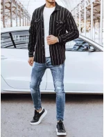 Pánská pruhovaná flanelová košile černá Dstreet DX2241