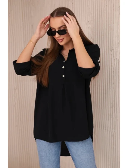 Halenka s prodlouženým zadním dílem černý Halenka s prodlouženým zadním dílem černý