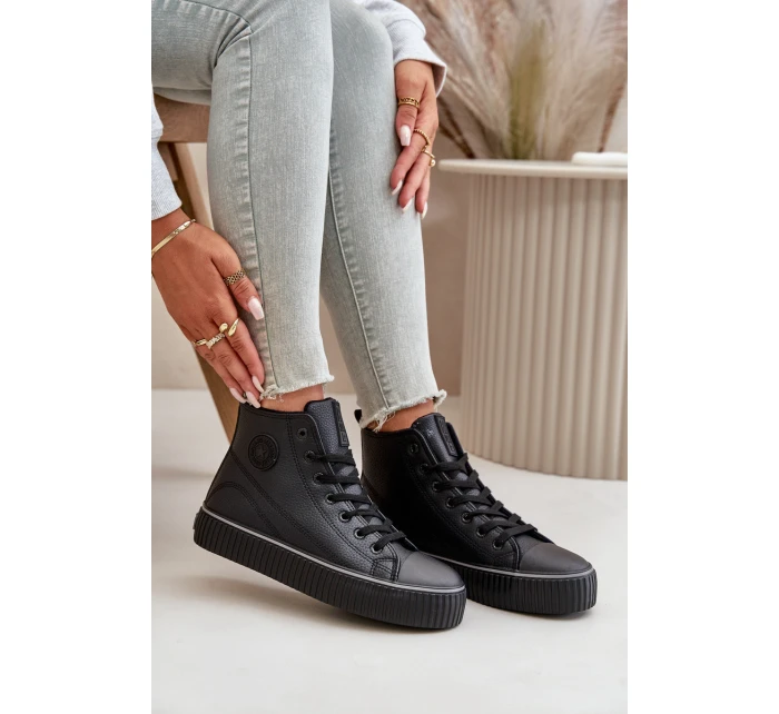 Dámské Zateplené Tenisky Z Eko Kůže Big Star OO274790 Černé Dámské Zateplené Tenisky Z Eko Kůže Big Star OO274790 Černé