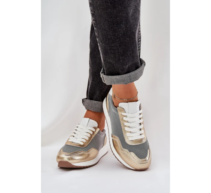 Kožené Sportovní Boty Sneakers Dámské D&A LR51-847 Zlaté