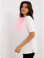 Bluzka LK BZ model 20742497 biało różowy - FPrice Bluzka LK BZ model 20742497 biało różowy - FPrice