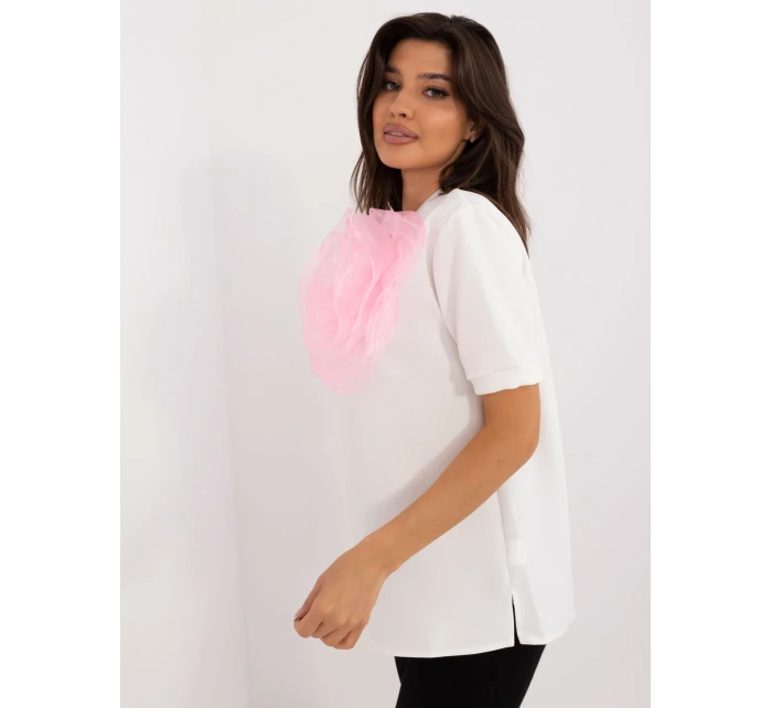 Bluzka LK BZ model 20742497 biało różowy - FPrice Bluzka LK BZ model 20742497 biało różowy - FPrice