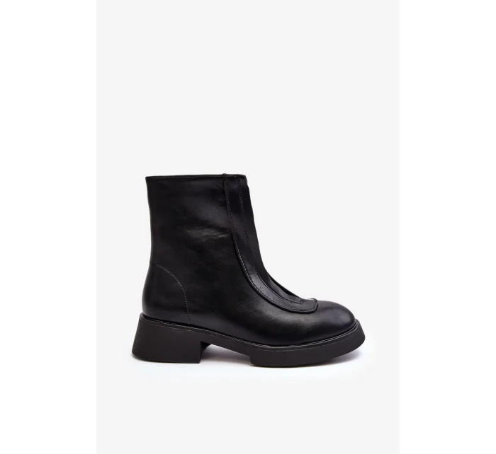 Dámské ploché kozačky se zipem černá Elkasa Dámské ploché kozačky se zipem černá Elkasa