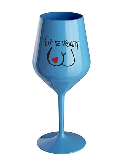 ŘIŤ SE SRDCEM - modrá nerozbitná sklenice na víno 470 ml