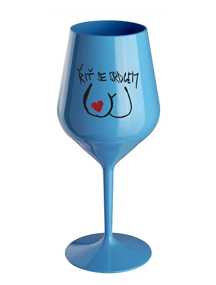 ŘIŤ SE SRDCEM - modrá nerozbitná sklenice na víno 470 ml ŘIŤ SE SRDCEM - modrá nerozbitná sklenice na víno 470 ml