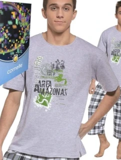 Junior chlapecké 3/4 176pyžamo Amatonas 554/15 šedo-zelená - Cornette