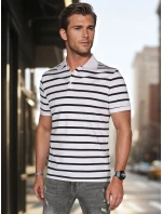 Pánská pruhovaná polokošile bílá FashionStreet PX0638