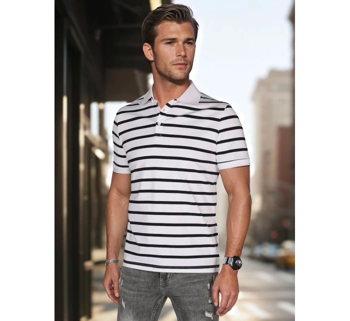 Pánská pruhovaná polokošile bílá FashionStreet PX0638