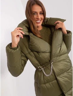 Lehká péřová dámská zimní bunda v khaki barvě model 21247731 - Factory Price
