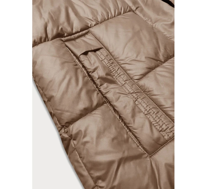 Dámská zimní bunda v kakaové barvě s kapucí Glakate (LU-238001#)