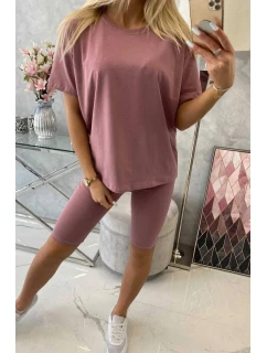 Komplet top+legginsy ciemny różowy