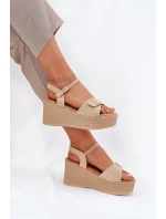 Dámské Sandály Na Klínu S Přezkou Khaki Liniella Dámské Sandály Na Klínu S Přezkou Khaki Liniella