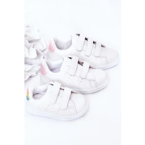 Dětské Tenisky Se Suchým Zipem Bíle-Duhové Cute Girl Dětské Tenisky Se Suchým Zipem Bíle-Duhové Cute Girl