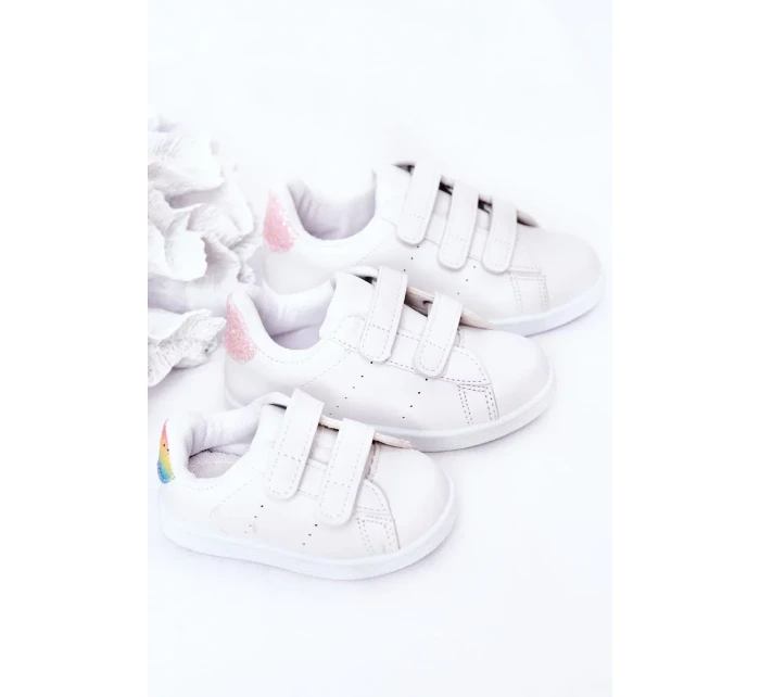 Dětské Tenisky Se Suchým Zipem Bíle-Duhové Cute Girl