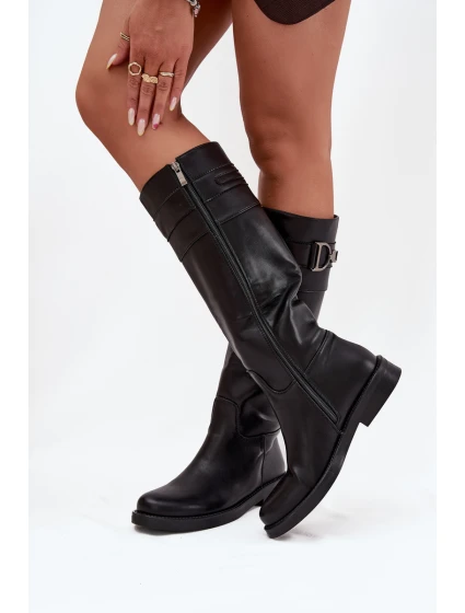 Dámské kozačky na nízkém podpatku se zdobným detailem Arvessa – černé Dámské kozačky na nízkém podpatku se zdobným detailem Arvessa – černé