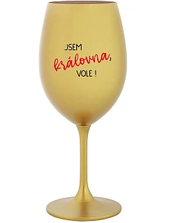 JSEM VOLE! zlatá sklenice na víno 350 ml model 22205631 - Giftela