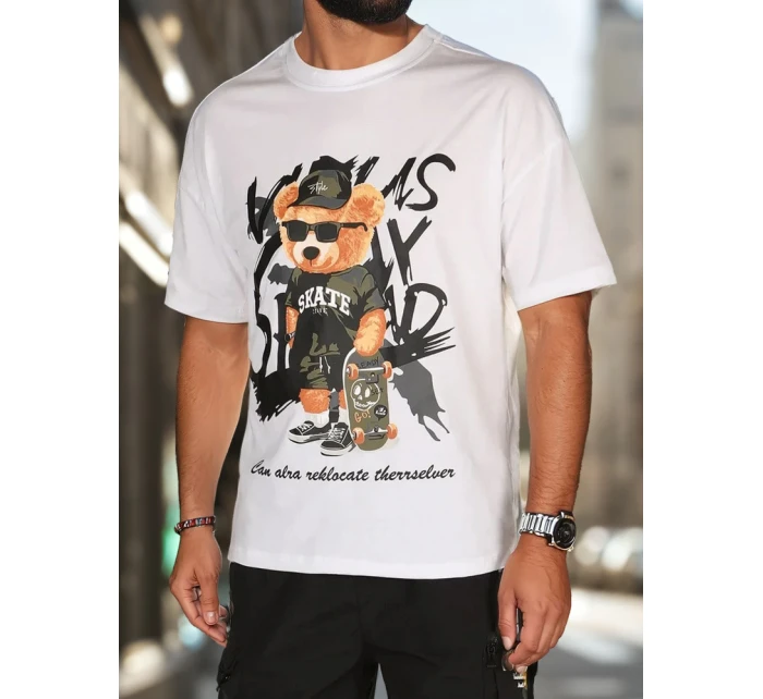 Pánské bílé tričko s potiskem FashionStreet RX5647