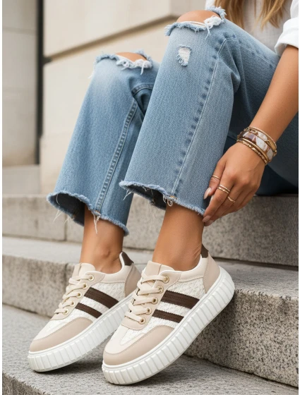 Dámské tenisky na platformě béžové FashionStreet ZY1393