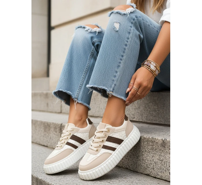 Dámské tenisky na platformě béžové FashionStreet ZY1393