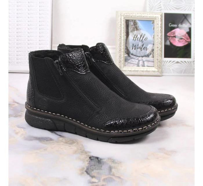 Pohodlné zateplené boty na zip Rieker W RKR555 Pohodlné zateplené boty na zip Rieker W RKR555