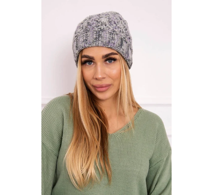 Dámská čepice Eliza K205 grey+violet Dámská čepice Eliza K205 grey+violet
