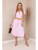 Šaty s ozdobným páskem model 20904532 růžová - K-Fashion