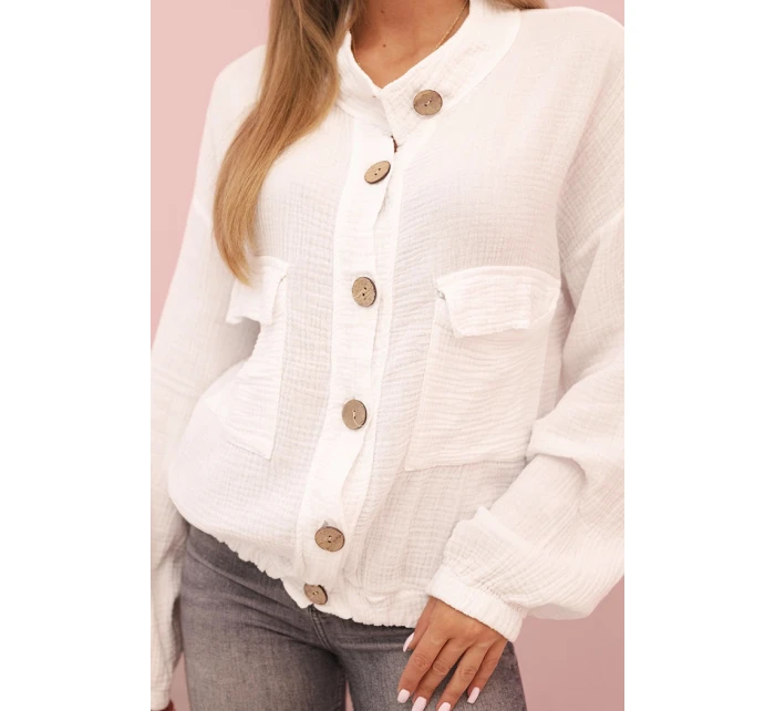 Dámská mušelínová košile s dlouhým rukávem bílá