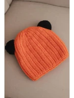 Dámská zimní čepice z vlny s bambulí K433 oranžová Dámská zimní čepice z vlny s bambulí K433 oranžová