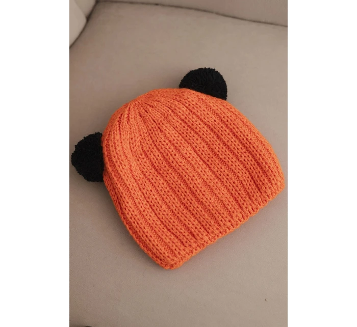 Dámská zimní čepice z vlny s bambulí K433 oranžová Dámská zimní čepice z vlny s bambulí K433 oranžová