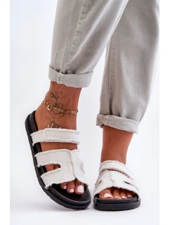 Dámské látkové sandály s lemovkou bílou model 21628614 - Boto