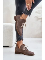 Semišové Polobotky Šněrovací Na Plochém Podpatku Tmavě Béžové model 21670931 - Zazoo