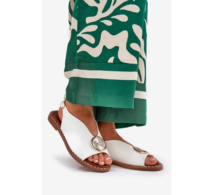 Plné Elegantní Sandály S Ozdobou Bílé model 21685749 - Boto