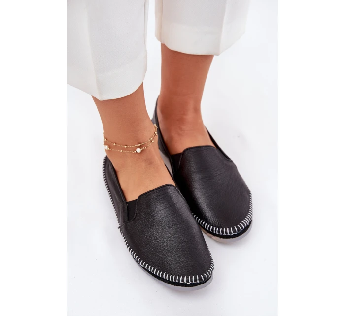 Kožené Baleríny model 21693631 Černé - Maciejka