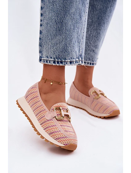 Slip On tenisky se zlatým detailem model 22125447 růžové - Goe