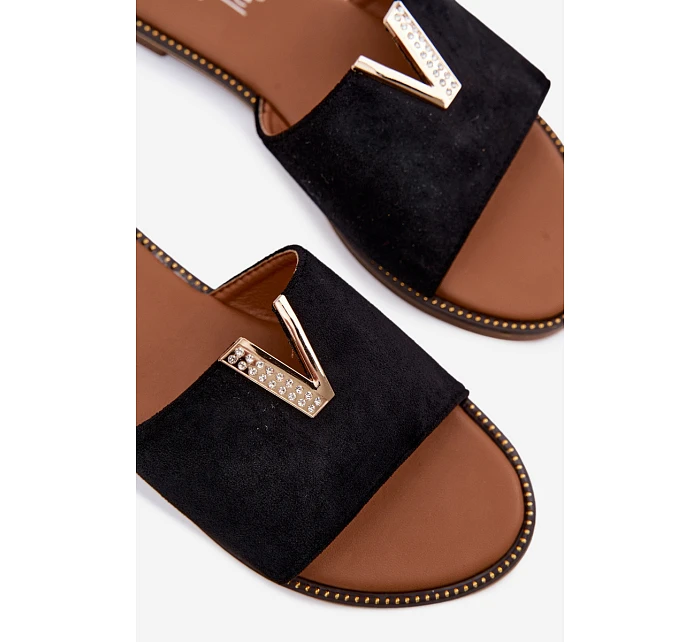 Dámské ploché nazouváky s ozdobným detailem V Černé Nelmira