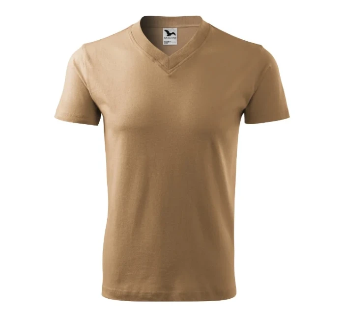 V-neck tričko unisex písková