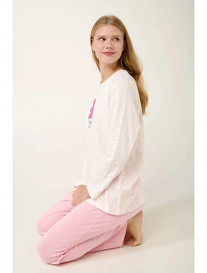 Dámské pyžamo s potiskem model 21202094 Světle růžová s ecru - Vamp