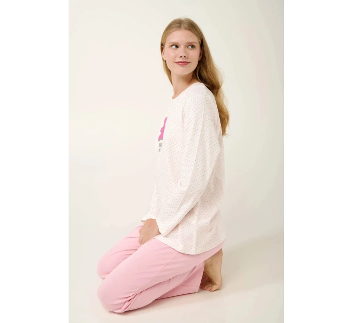 Dámské pyžamo s potiskem 21932 Světle růžová s ecru - Vamp