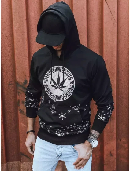 Pánská mikina s potiskem černá FashionStreet BX5326
