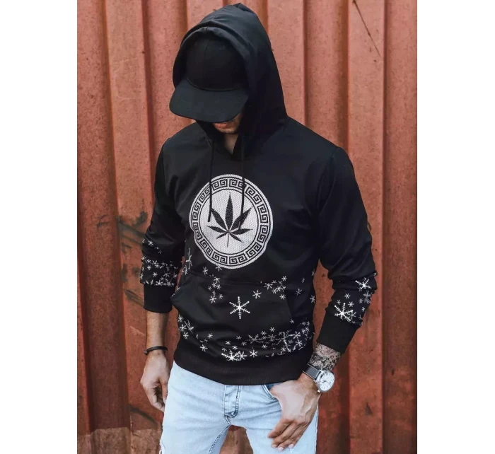 Pánská mikina s potiskem černá FashionStreet BX5326