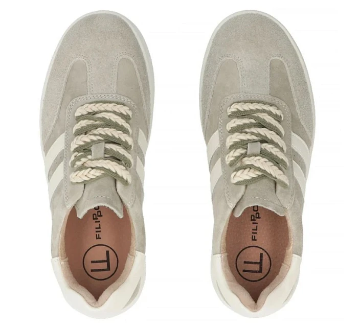 Dámské khaki kožené tenisky na platformě Filippo DP7512 dámské