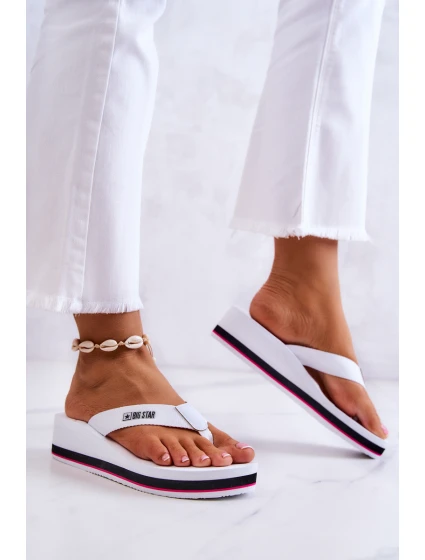 Dámské žabky na klínku Big Star model 21579660 Bílá - Big Star Shoes Dámské žabky na klínku Big Star model 21579660 Bílá - Big Star Shoes