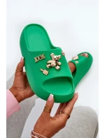 Dámské lehké pěnové žabky s ozdobami zelené model 21665943 - Boto Dámské lehké pěnové žabky s ozdobami zelené model 21665943 - Boto