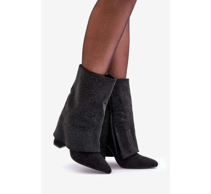 Zdobené Lesklé Kotníkové Boty S Otočeným Svrškem Na Podpatku Zateplené Černé Xistaria Zdobené Lesklé Kotníkové Boty S Otočeným Svrškem Na Podpatku Zateplené Černé Xistaria