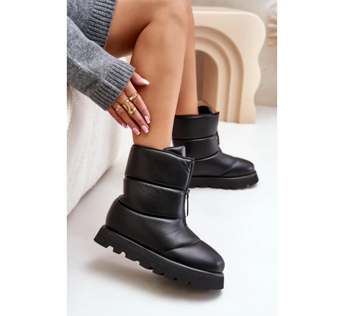 Sněhule na platformě se zipem z eko kůže černé model 21679760 - Boto Sněhule na platformě se zipem z eko kůže černé model 21679760 - Boto