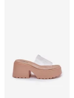 Průhledné Dámské Pantofle Na Platformě A Podpatku Béžové model 21687118 - Boto Průhledné Dámské Pantofle Na Platformě A Podpatku Béžové model 21687118 - Boto