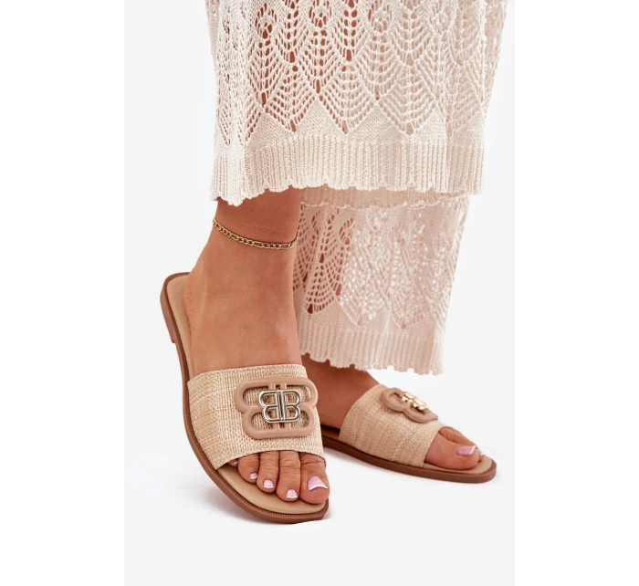 Ploché Dámské Klapky S Ozdobným Béžové model 21699564 - Boto Ploché Dámské Klapky S Ozdobným Béžové model 21699564 - Boto